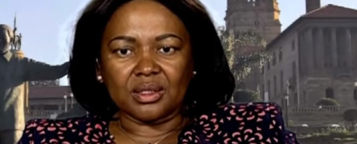 A screengrab of Mmamathe Makhekhe-Mokhuane during her interview with the SABC.