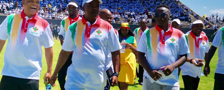 Leader of the United Democratic Movement Bantu Holomisa (centre) launched the party's manifesto in Nelson Mandela Bay on Saturday, 16 February 2019. Picture: @UDmRevolution/Twitter