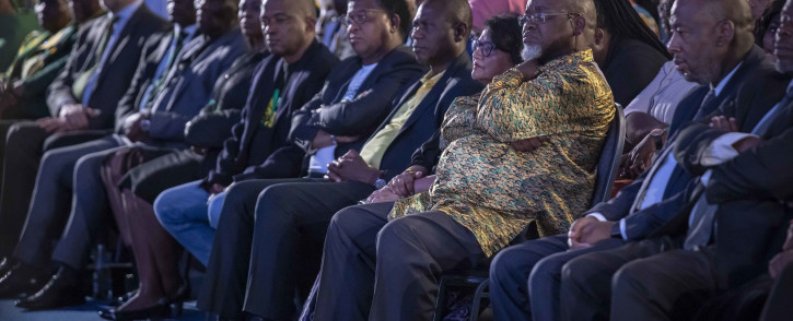 Members of the ANC listen to President Cyril Ramaphosa’s address at the IEC Results Operations Centre in Tshwane. Picture: Thomas Holder/EWN.