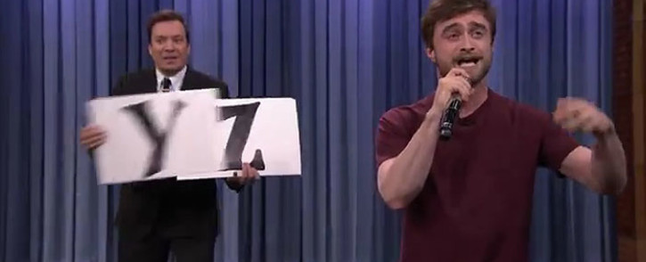 Daniel Radcliffe rapping on Jimmy Fallon. Picture: Youtube.