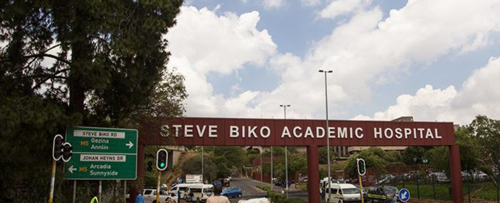 Born to Protect security guards protested outside the Steve Biko Academic Hospital on Monday, blocking the entrance with burning tyres and barbed wire in Pretoria. Picture: Sethembiso Zulu/EWN