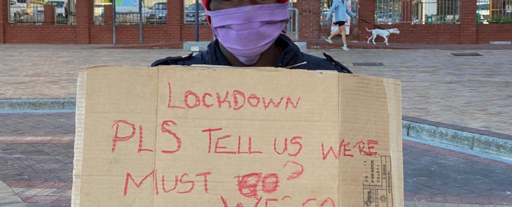 FILE: Homeless man protesting in Muizenberg. Picture: Eyewitness News.