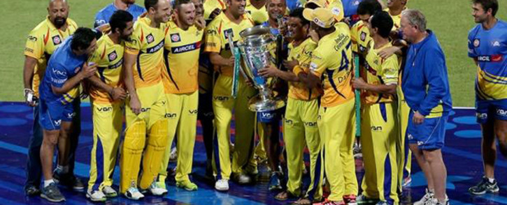 The Chennai Super Kings celebrating after they defeated Kolkata Knight Riders by eight wickets in the final of the Oppo CLT20 2014. Picture: www.clt20.com.