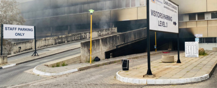 FILE: A fire broke out at the Charlotte Maxeke Academic Hospital in Johannesburg on Friday, 16 April 2021. Picture: Twitter/@GautengHealth