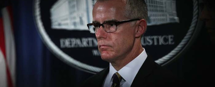In this file photo taken on 12 July 2017, acting FBI Director Andrew McCabe listens during a news conference to announce significant law enforcement actions at the Justice Department in Washington, DC. Picture: AFP