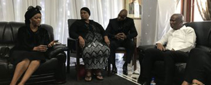 EFF leader Julius Malema with the Mugabe family on their visit to pay respects to Robert Mugabe. Picture: Twitter @EFFSouthAfrica.
.