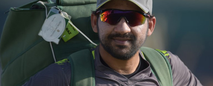Pakistani cricket captain Sarfraz Ahmed arrives for a practice session at the Sheikh Zayed International Cricket Stadium in Abu Dhabi on 1 December 2018. Picture: AFP.