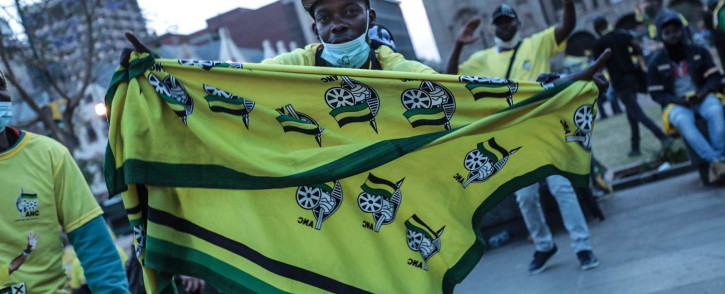 A supporter at the launch of the ANC elections manifesto at Church Square in Pretoria on 27 September 2021. Picture: Abigail Javier/Eyewitness News