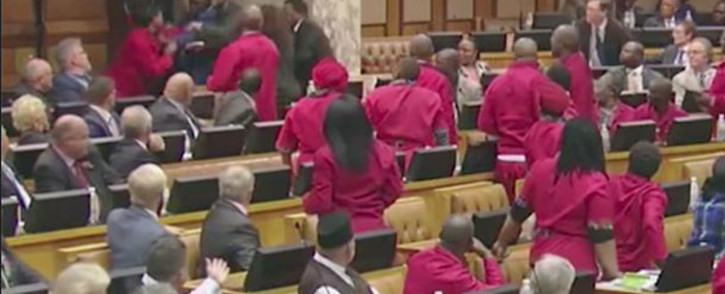 A video screengrab of the chaos in Parliament on 6 November 2018. Picture: YouTube