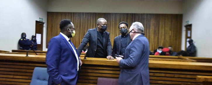 Economic Freedom Fighters (EFF) leader Julius Malema and MP Mbuyiseni Ndlozi made a brief appearance in the Randburg Magistrates Court on 6 December 2021. Picture: EFF.