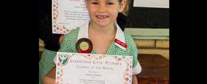 Greenfield Girls' Primary posted a picture of Louise Fowler, a seven-year-old girl who was swept out to sea. Picture: Greenfield Girls' Primary, Kenilworth/facebook.com 