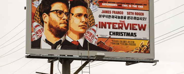 FILE: A billboard for the film ‘The Interview’ is displayed 19 December, 2014 in Venice, California. Picture: AFP. 