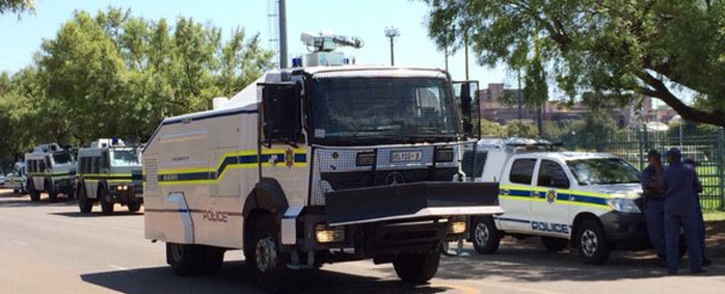 FILE: Public order police out the Tshwane University of Technology (TUT)’s Pretoria West campus during protests by outsourced workers and EFF student command members. Picture: Barry Bateman/EWN.