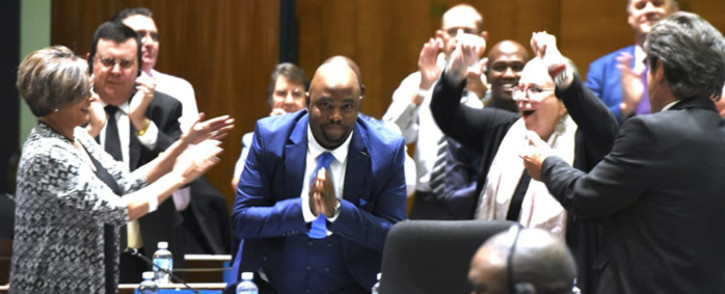 FILE: Stevens Mokgalapa celebrated following his election as executive mayor on 12 February 2019. He was ousted on 5 December 2019 through a motion of no confidence. Picture: DA