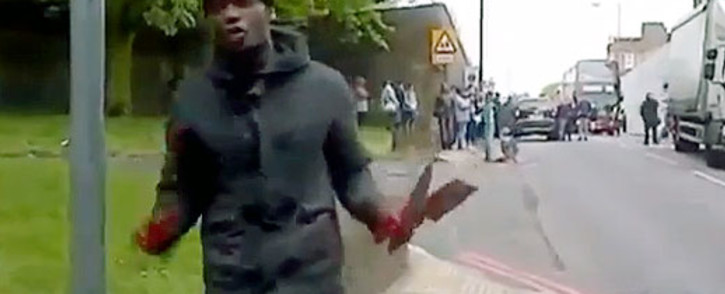A screengrab shows one of the men who carried out in the brutal beheading in South London. Picture: ITV Video via Youtube.