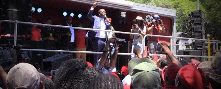 EFF leader Julius Malema addresses supporters. Picture: Kgothatso Mogale/EWN