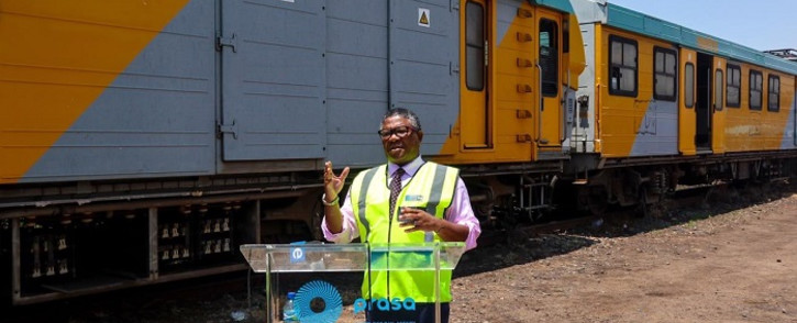 FILE: Transport Minister Fikile Mbalula gives an update on Prasa at a media briefing at the Braamfontein staging yard on 15 January 2020. Picture: @FikileMbalula/Twitter