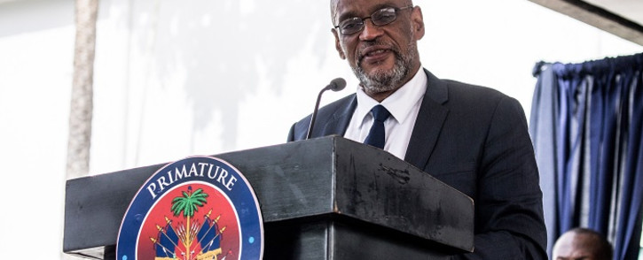 FILE: In this file photo Designated Prime Minister Ariel Henry speaks during a ceremony at La Primature in Port-au-Prince, Haiti, on July 20, 2021. Picture: Valerie Baeriswyl / AFP.