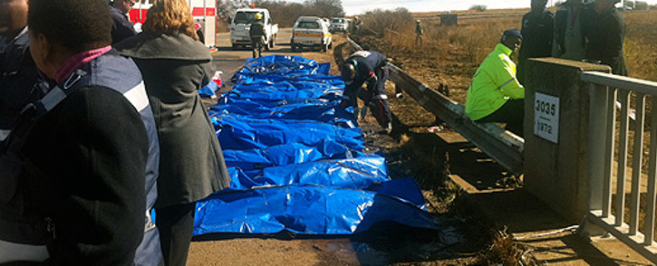 The bodies of passengers after the tragic bus crash. Picture: Theo Nkonki/EWN