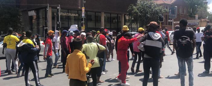 FILE: A small group of protesting students blocked roads with stones and rubble in Braamfontein near Wits University as part of the National Shutdown over student finances on 15 March 2021. Picture: Mia Lindeque/Eyewitness News