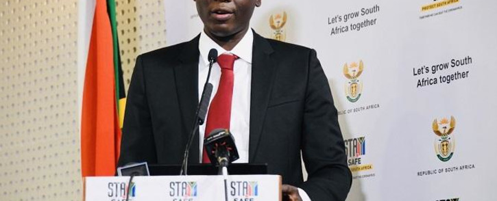 Justice and Correctional Services Minister Ronald Lamola addresses the media in Pretoria during a virtual Cabinet briefing on 6 August 2020. Picture: @GovernmentZA/Twitter. 