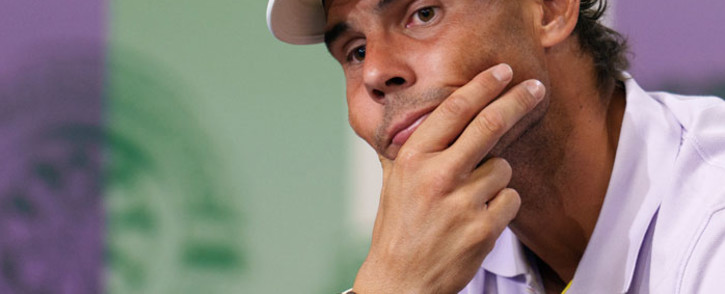 Spain's Rafael Nadal holds a press conference on the eleventh day of the 2022 Wimbledon Championships at The All England Tennis Club in Wimbledon, southwest London, on 7 July 2022. Picture: Andrew TOTH / AFP / AELTC / POOL