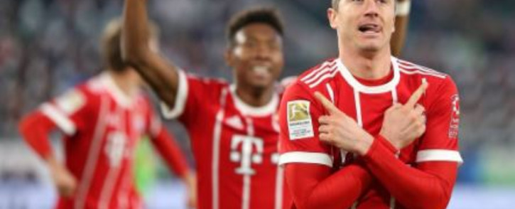 Bayern Munich's Robert Lewandowski celebrates scoring their second goal. Picture: Twitter