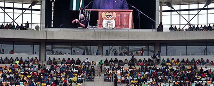 President Jacob Zuma addresses a full house at the Moses Mabhida Stadium in Durban, 21 March 2016. Picture: @PresidencyZA