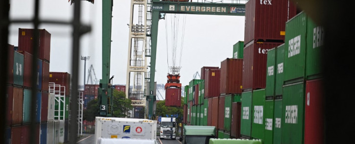 Containers are seen at the international cargo terminal at the port in Tokyo on 16 August 2021. Picture: Kazuhiro Nogi/AFP