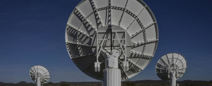 Part of the ensemble of dishes forming South Africa's MeerKAT radio telescope is seen in Carnarvon in the Northern Cape in July 2016. Picture: MUJAHID SAFODIEN/AFP