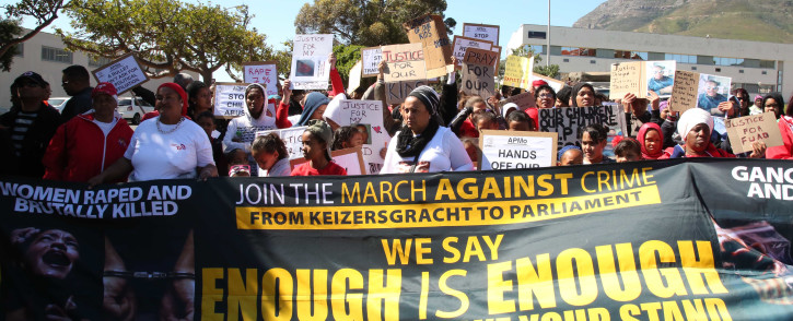 FILE: Residents from Lavender Hill, Manenberg and Mitchells Plain march against crime, gangsterism, and gender-based violence. Picture: Bertram Malgas/EWN