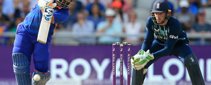 India's Hardik Pandya (L) plays a shot during the final one-day international (ODI) cricket match between England and India at Old Trafford in Manchester on 17 July 2022. Picture: Lindsey Parnaby/AFP