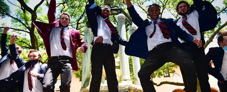 Matriculants from St John's College celebrate their results on 19 January 2022. Picture: St John's College.