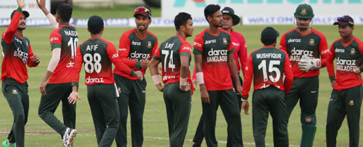 Bangladesh players celebrate a victory against New Zealand in their T20 international match. Picture: tigercricket.com.bd