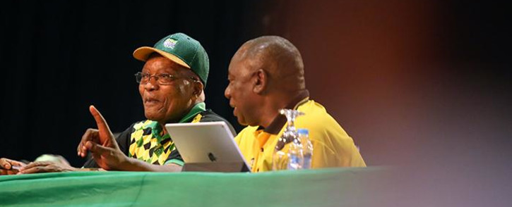 Jacob Zuma and Cyril Ramaphosa during the nominations process at the ANC's national conference on 17 December 2017. Picture: Sethembiso Zulu/EWN 