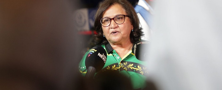 ANC DSG Jessie Duarte briefing the media at the national results operation centre. Picture: Abigail Javier/Eyewitness News. 