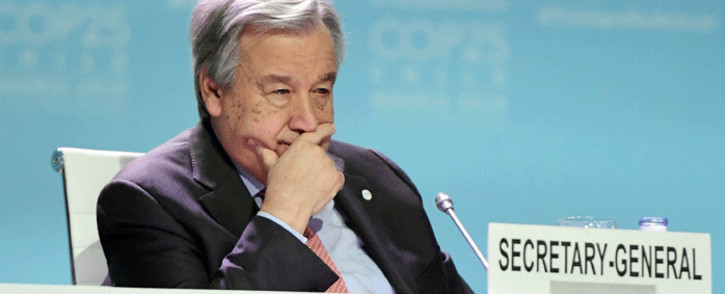 FILE: Secretary-General of the United Nations Antonio Guterres takes part in the Global Climate Action High-Level event at the UN Climate Change Conference COP25 at the 'IFEMA - Feria de Madrid' exhibition centre, in Madrid, on 11 December 2019. Picture: AFP