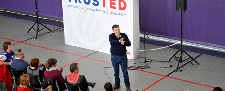 Republican Presidential Candidate Ted Cruz conducts a Caucus Day Rally Monday 1 February, 2016 in Jefferson, Iowa. Picture: AFP.