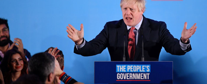Britain's Prime Minister and leader of the Conservative Party, Boris Johnson, speaks during a campaign event to celebrate the result of the General Election, in central London on 13 December 2019. Picture: AFP