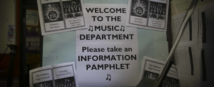 The notice board in the music department at Settlers High School. Picture: Cindy Archillies/EWN