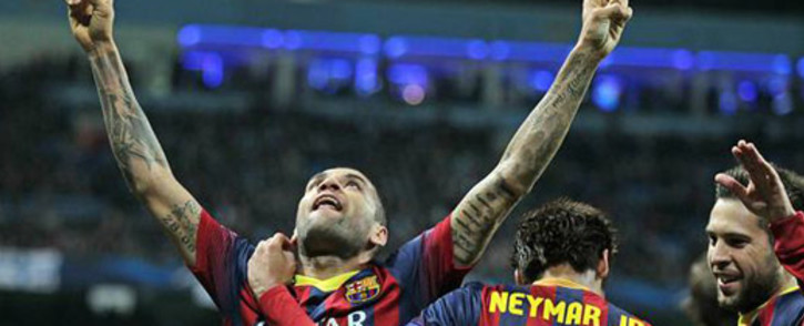 FILE: Barcelona defender Dani Alves celebrates his 90th-minute goal against Manchester City in the first legs of their Champions League last 16 ties on 18 February 2014. Picture: Facebook.