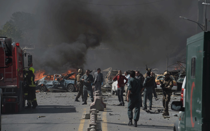 FILE: This file photo shows Afghan security forces arrive at the site of a car bomb attack in Kabul on 31 May 2017. Picture: AFP



