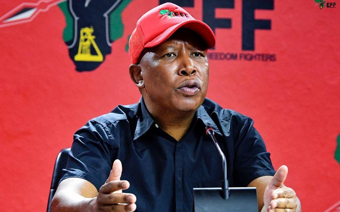 EFF leader Julius Malema during a press briefing on Thursday. 14 July 2022. Picture: EFF South Africa/Twitter.