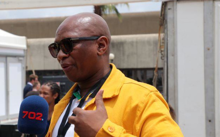 Deputy Minister of State of Security Zizi Kodwa with Clement Manyathela at ANC Conference in Nasrec. Picture: Karabo Tebele/702