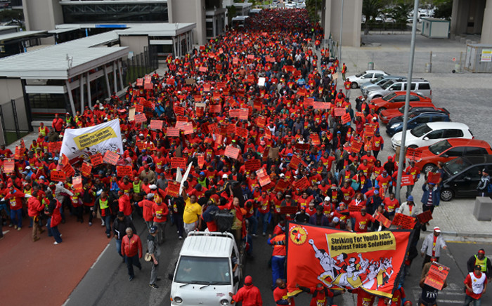 Numsa members in Cape Town take part in a march marking the start of a national strike on 1 July 2014. Picture: EWN.