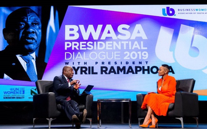 President Cyril Ramaphosa addresses a dialogue, convened under the theme 'The Economy is Woman', which is organised by the Businesswomen’s Association of South Africa (BWASA) on 29 October 2019. Picture: GCIS
