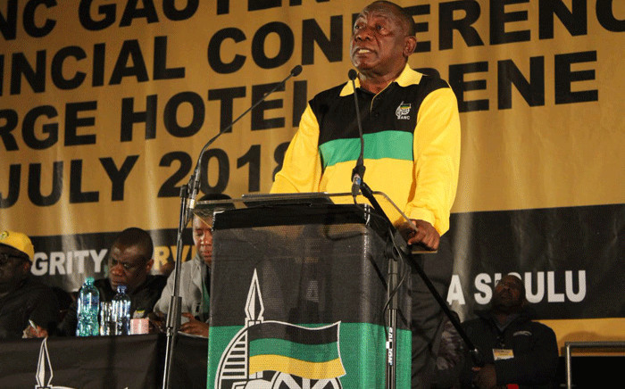 President Cyril Ramaphosa addresses the opening of the ANC Gauteng provincial conference in Irene, Pretoria. Picture: @GautengANC/Twitter