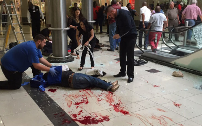 A man injured during a shooting at the Bedford Centre in Bedfordview on 29 January 2015. Picture: Supplied