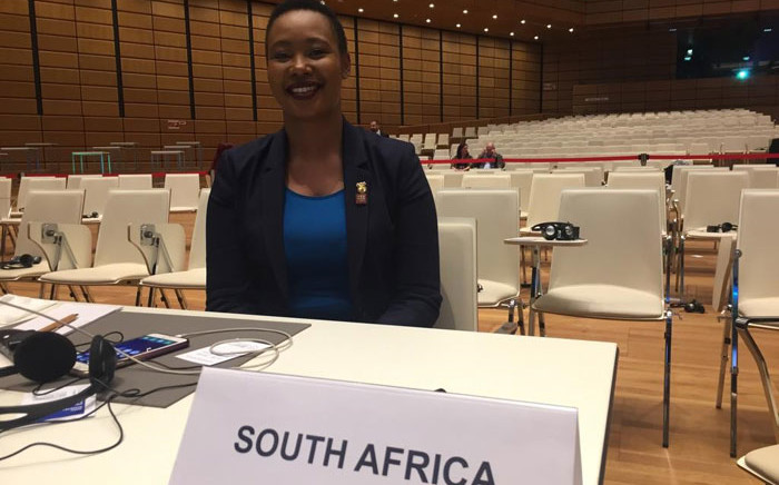 Communications and Telecommunications Minister Stella Ndabeni-Abrahams at the High-Level Forum Africa-Europe in Vienna on 18 December 2018. Picture: Lindsay Dentlinger/EWN