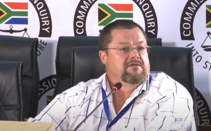 A YouTube screengrab of environmental health expert Jacobus Roets testifying at the state capture commission on 4 August 2020. Picture: SABC/YouTube